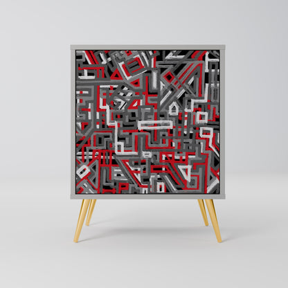 Credenza BROKEN LINES a 1 anta con finitura grigia