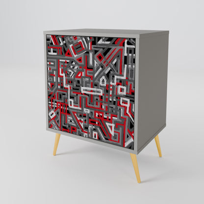 Credenza BROKEN LINES a 1 anta con finitura grigia