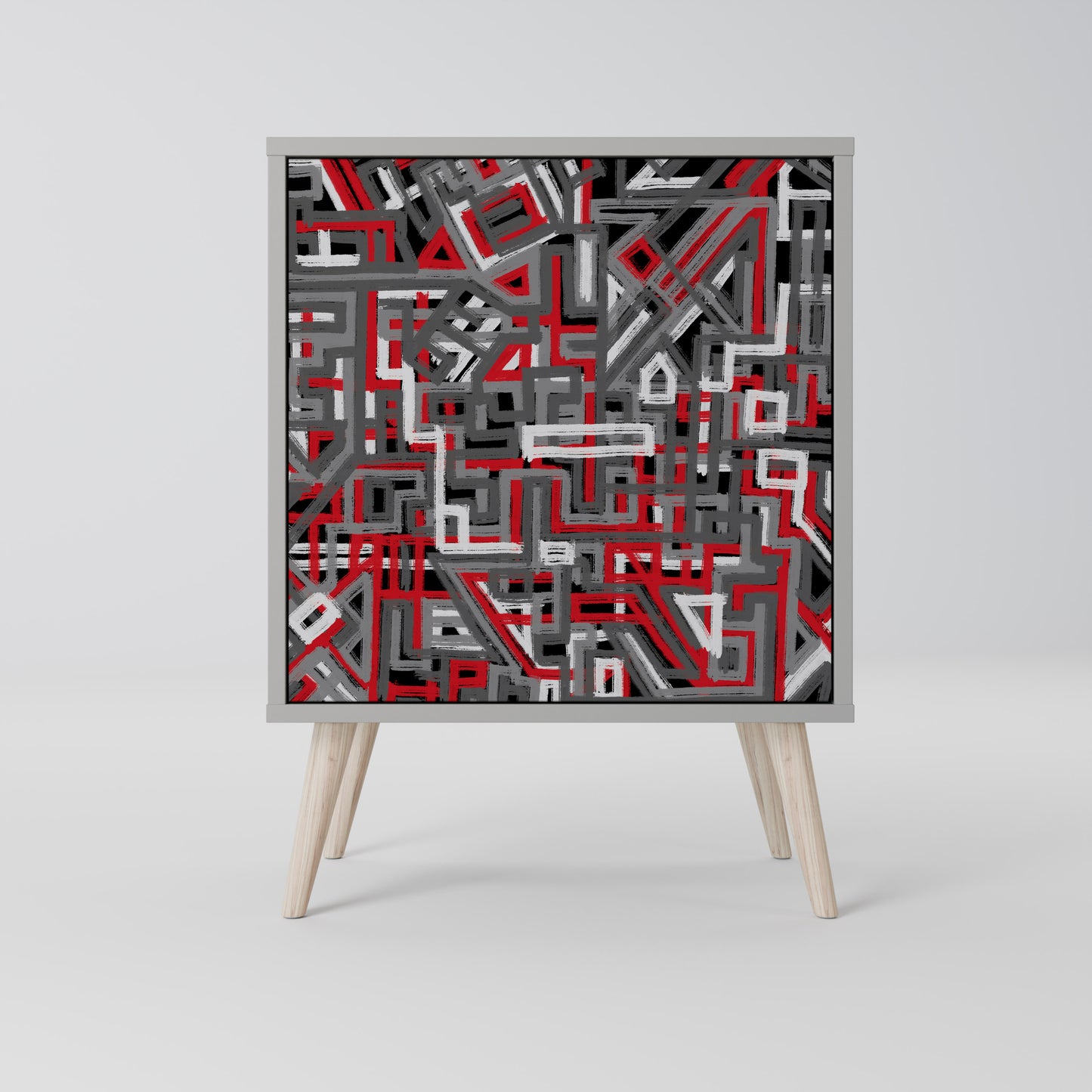 Credenza BROKEN LINES a 1 anta con finitura grigia