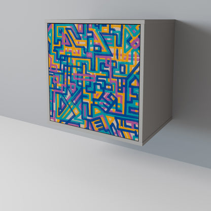 Credenza MEMORIES MAP a 1 anta con finitura grigia