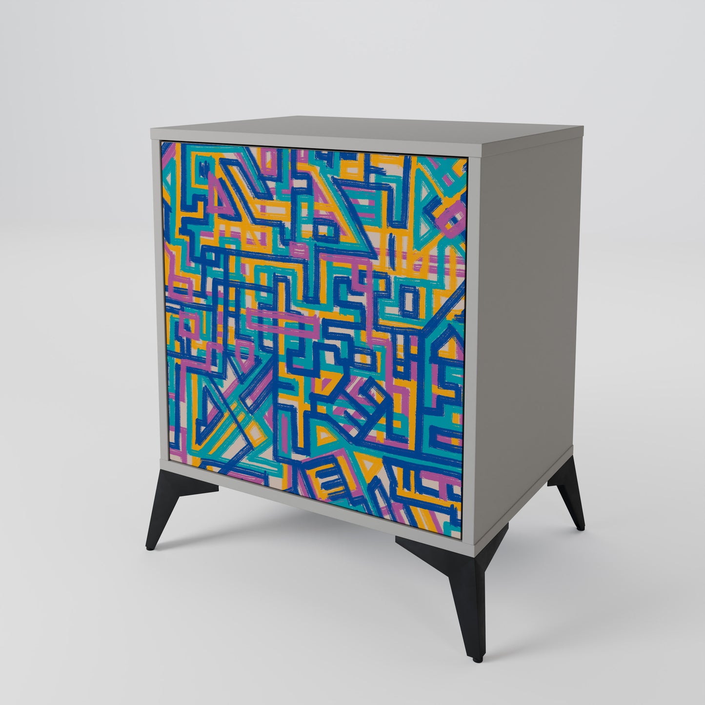 Credenza MEMORIES MAP a 1 anta con finitura grigia