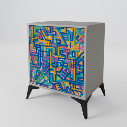 Credenza MEMORIES MAP a 1 anta con finitura grigia