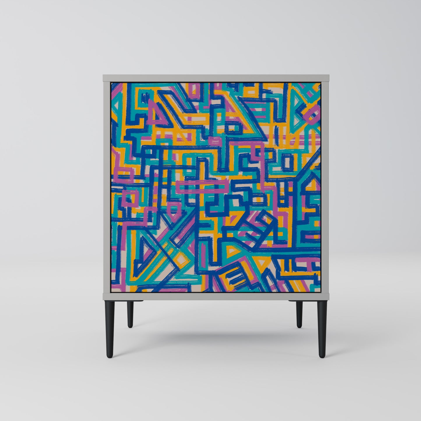 Credenza MEMORIES MAP a 1 anta con finitura grigia