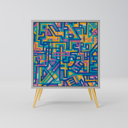 Credenza MEMORIES MAP a 1 anta con finitura grigia