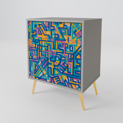 Credenza MEMORIES MAP a 1 anta con finitura grigia