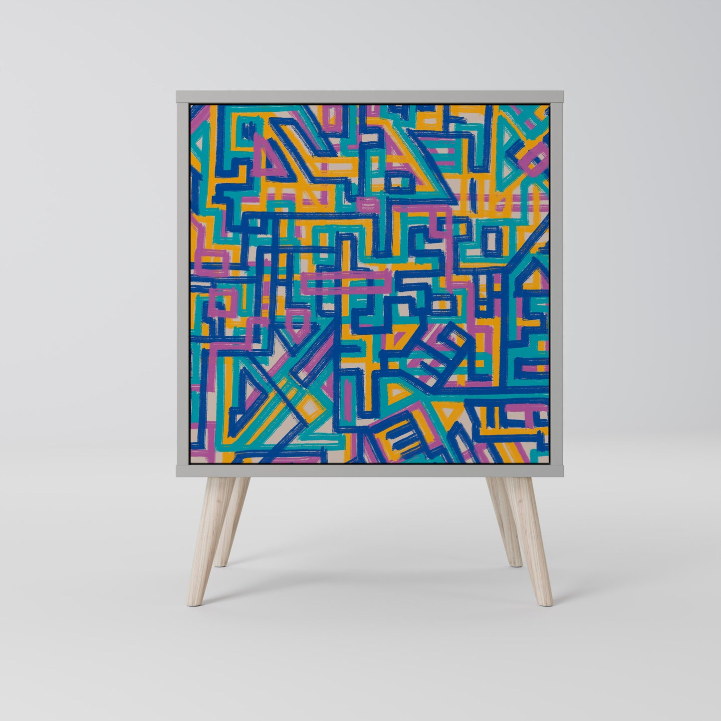 Credenza MEMORIES MAP a 1 anta con finitura grigia