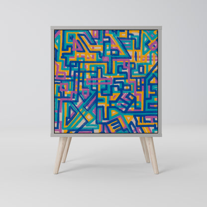 Credenza MEMORIES MAP a 1 anta con finitura grigia