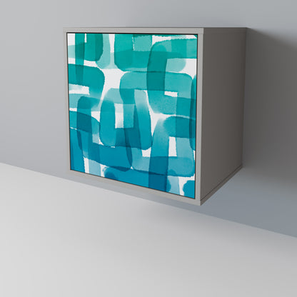 Credenza TURQUOISE RECTANGLES a 1 anta con finitura grigia