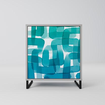 Credenza TURQUOISE RECTANGLES a 1 anta con finitura grigia