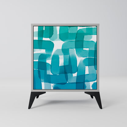 Credenza TURQUOISE RECTANGLES a 1 anta con finitura grigia