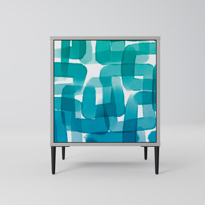 Credenza TURQUOISE RECTANGLES a 1 anta con finitura grigia