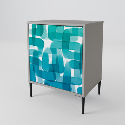 Credenza TURQUOISE RECTANGLES a 1 anta con finitura grigia