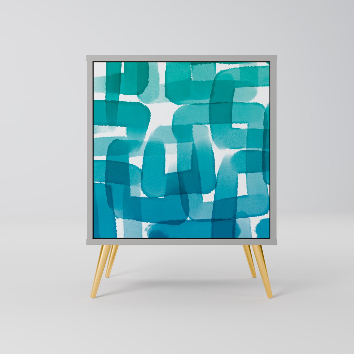 Credenza TURQUOISE RECTANGLES a 1 anta con finitura grigia