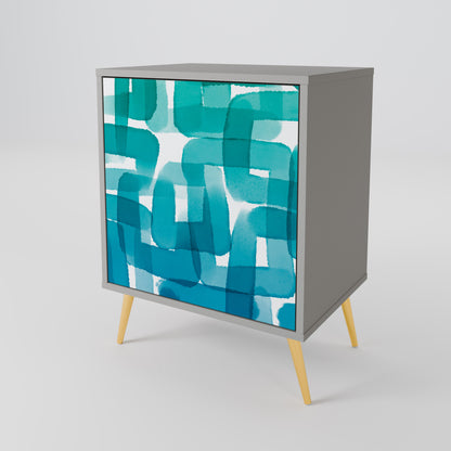 Credenza TURQUOISE RECTANGLES a 1 anta con finitura grigia