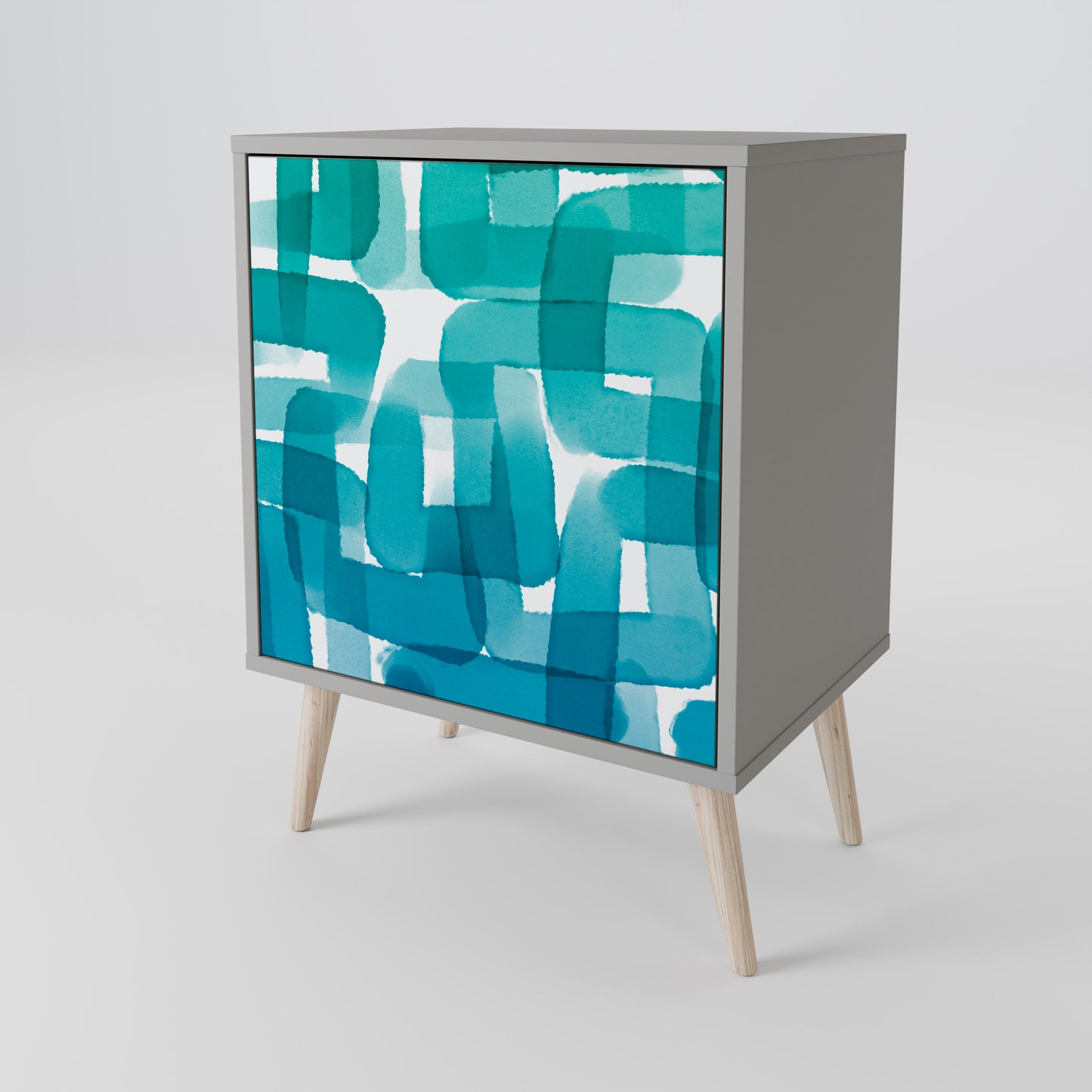 Credenza TURQUOISE RECTANGLES a 1 anta con finitura grigia