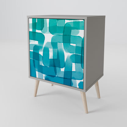 Credenza TURQUOISE RECTANGLES a 1 anta con finitura grigia