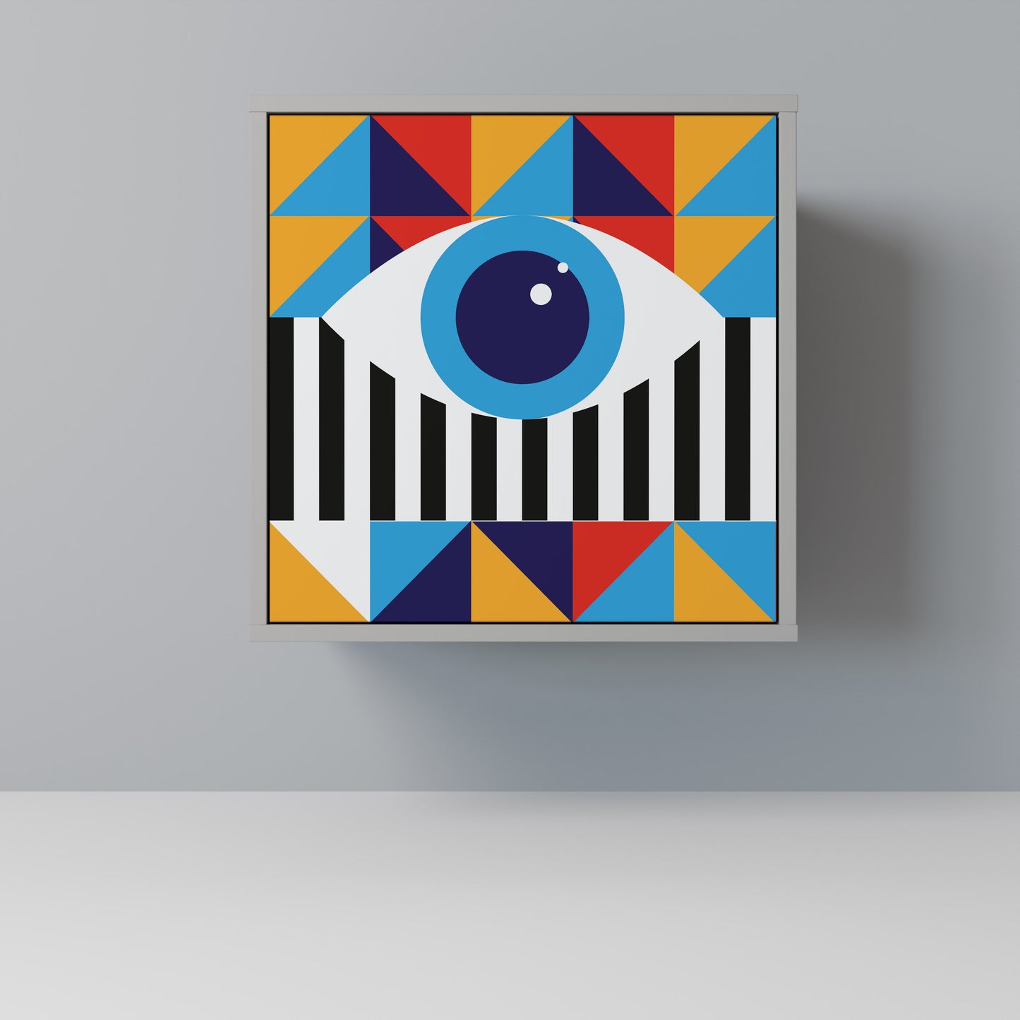 ASTRAZIONE E GEOMETRIA Credenza a 1 anta in finitura grigia