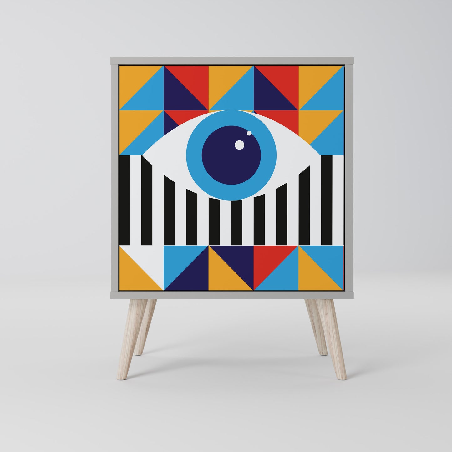 ASTRAZIONE E GEOMETRIA Credenza a 1 anta in finitura grigia