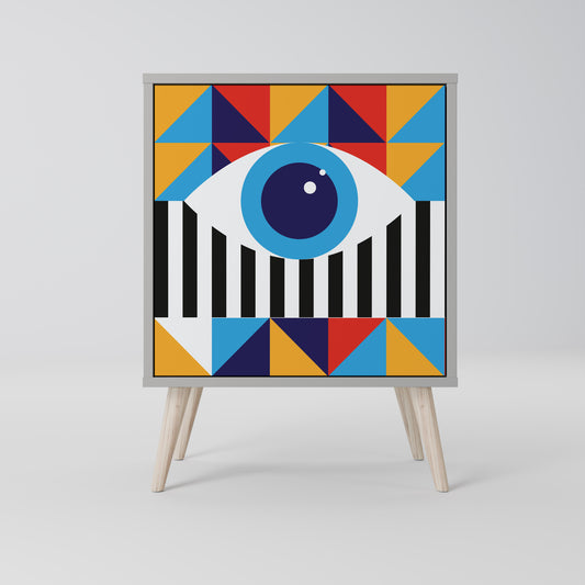 ASTRAZIONE E GEOMETRIA Credenza a 1 anta in finitura grigia