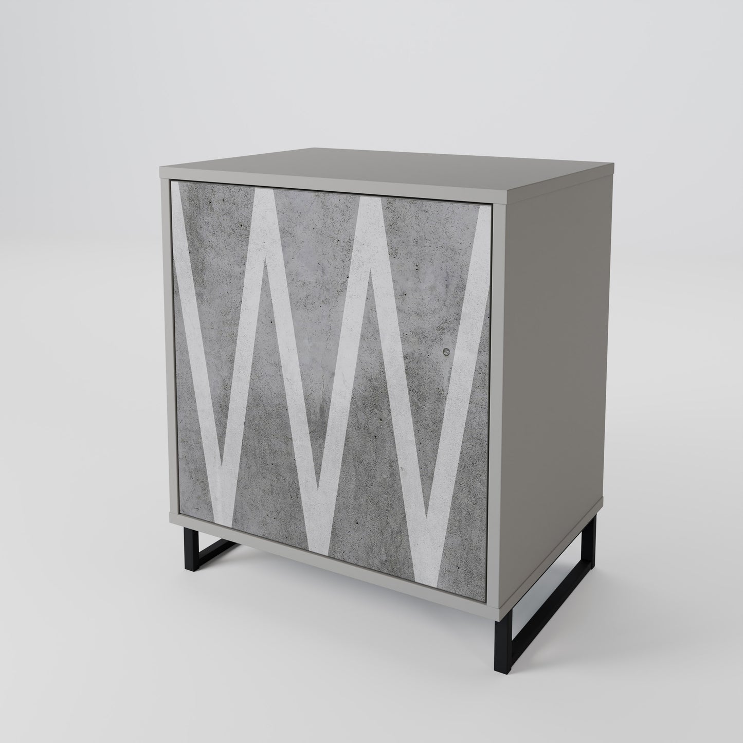 SOLID ZIG ZAG 1-Door Sideboard in Grey Finish