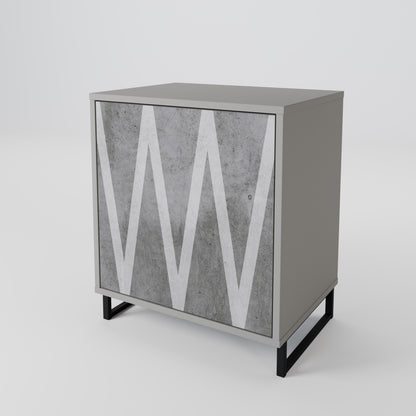 SOLID ZIG ZAG 1-Door Sideboard in Grey Finish