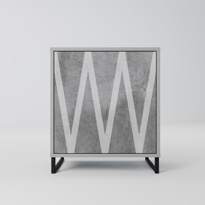 SOLID ZIG ZAG 1-Door Sideboard in Grey Finish