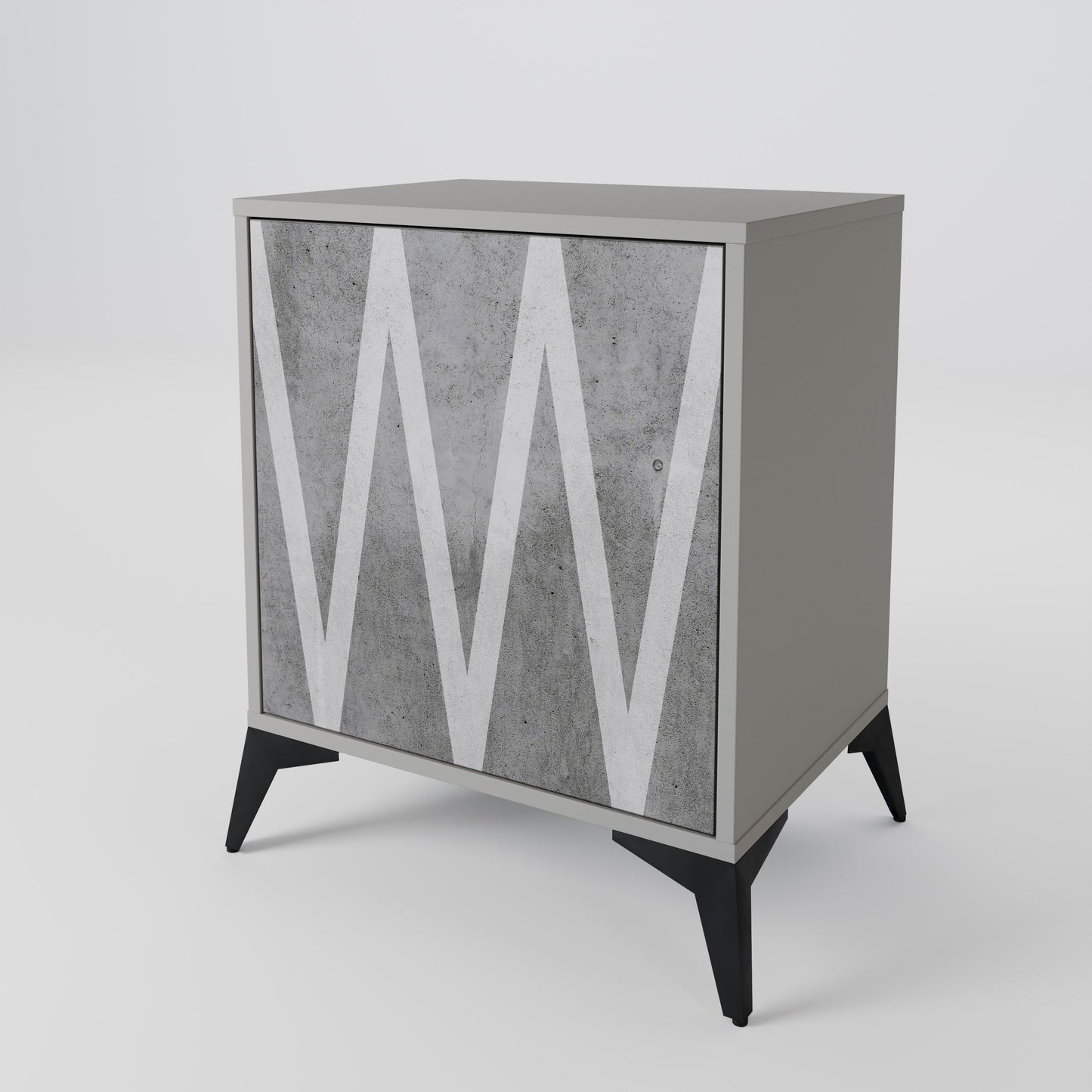 SOLID ZIG ZAG 1-Door Sideboard in Grey Finish