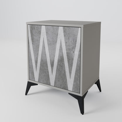 SOLID ZIG ZAG 1-Door Sideboard in Grey Finish