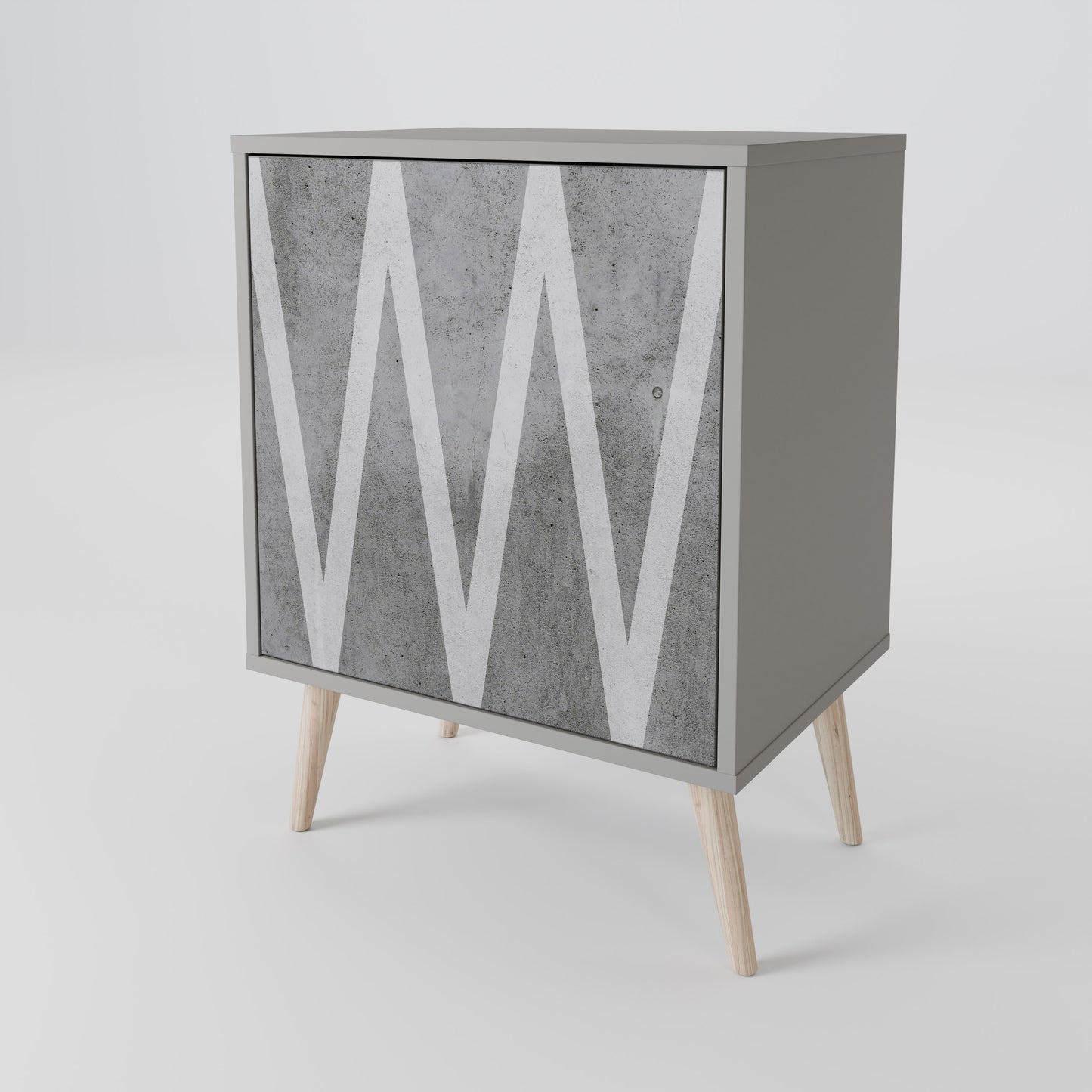 SOLID ZIG ZAG 1-Door Sideboard in Grey Finish