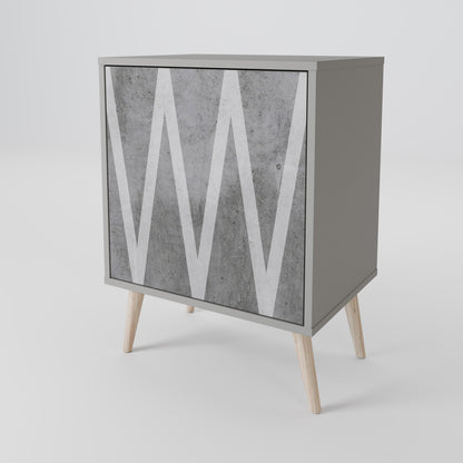 SOLID ZIG ZAG 1-Door Sideboard in Grey Finish