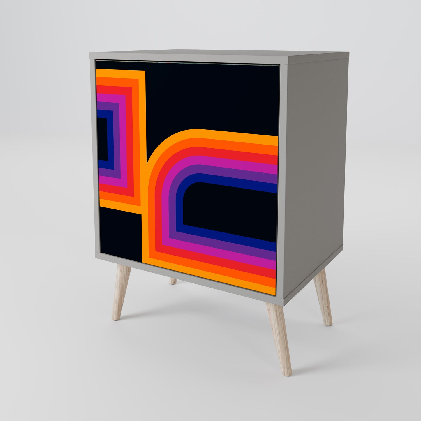 BLINDED BY THE LIGHTS 1-Door Sideboard in Grey Finish