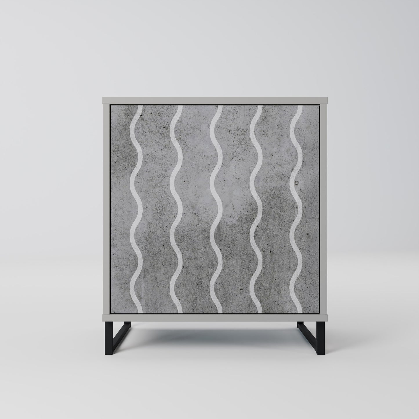 WAVES OF CONCRETE 1-Door Sideboard in Grey Finish