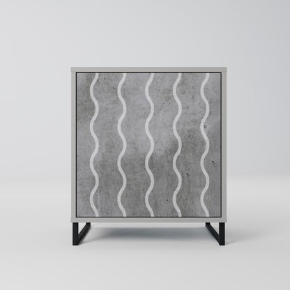WAVES OF CONCRETE 1-Door Sideboard in Grey Finish