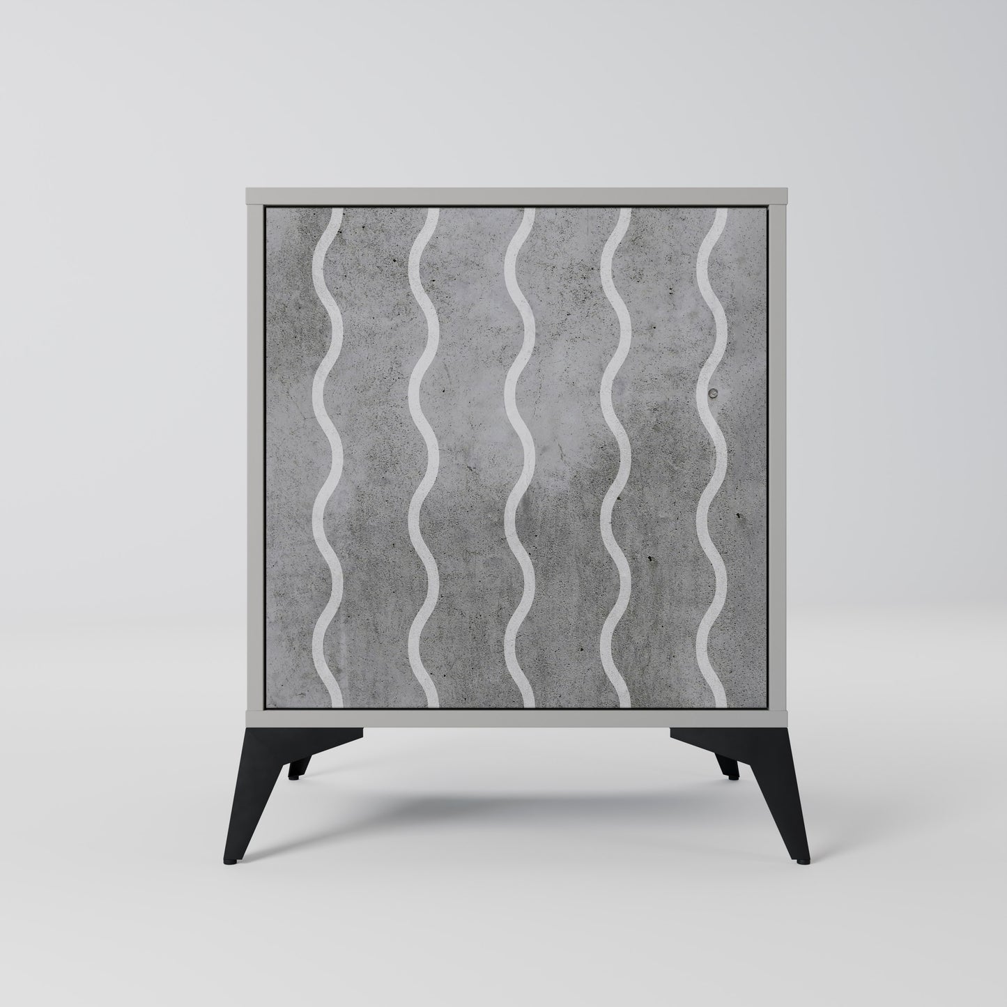 WAVES OF CONCRETE 1-Door Sideboard in Grey Finish