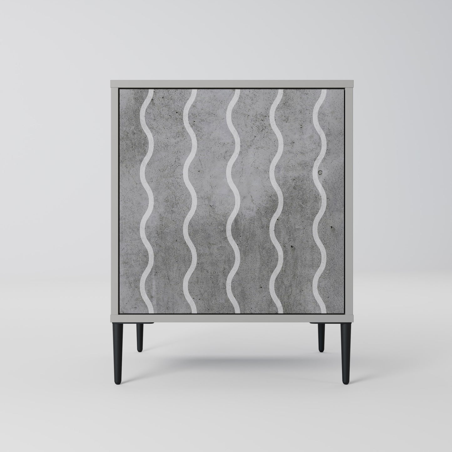 WAVES OF CONCRETE 1-Door Sideboard in Grey Finish