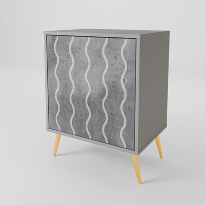 WAVES OF CONCRETE 1-Door Sideboard in Grey Finish