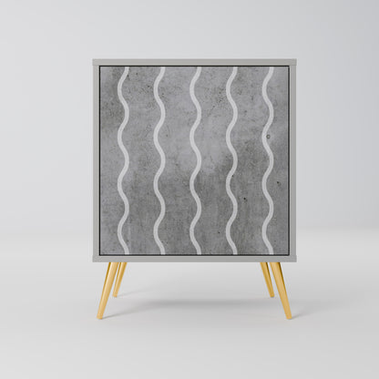 WAVES OF CONCRETE 1-Door Sideboard in Grey Finish