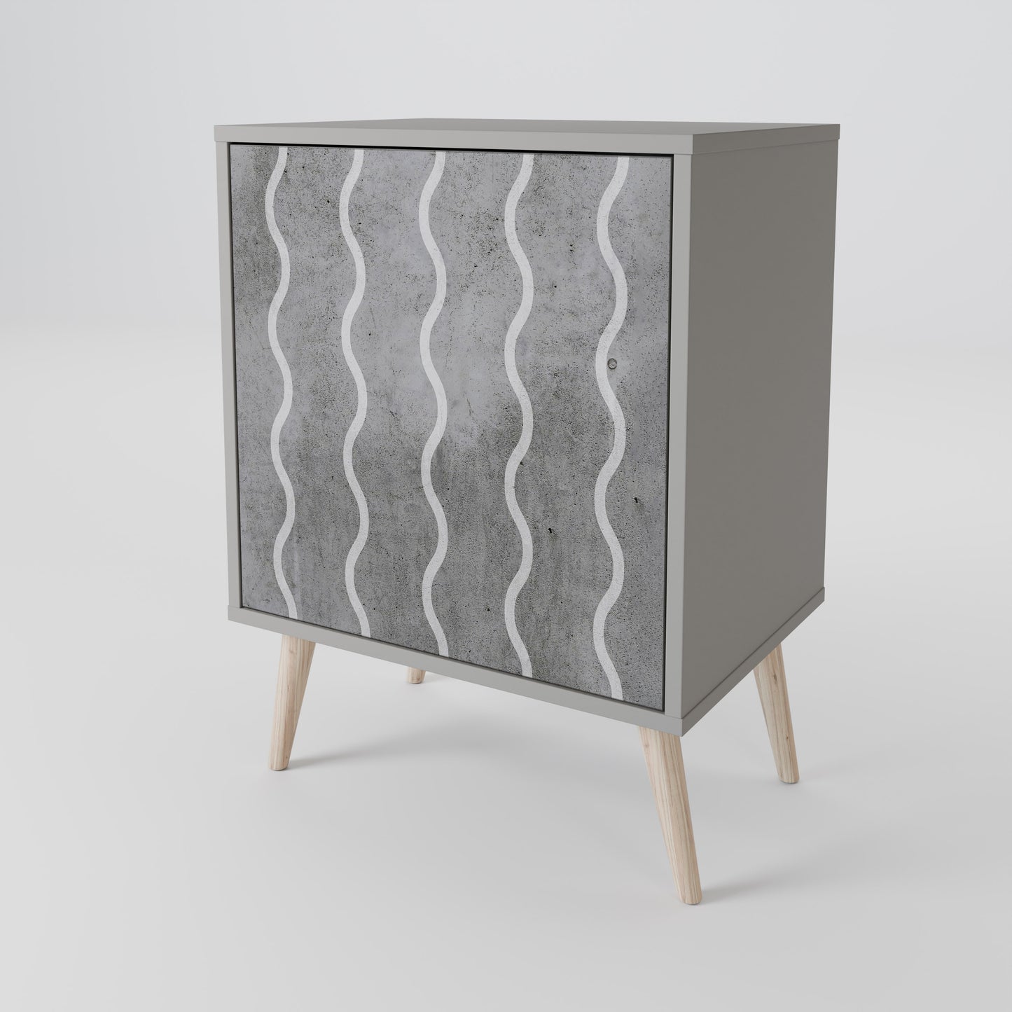 WAVES OF CONCRETE 1-Door Sideboard in Grey Finish