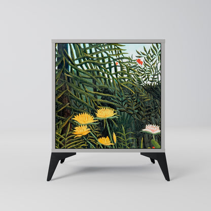 Credenza a 1 anta VIRGIN FOREST WITH SUNSET in finitura grigia