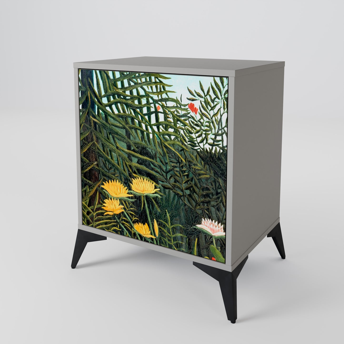 Credenza a 1 anta VIRGIN FOREST WITH SUNSET in finitura grigia