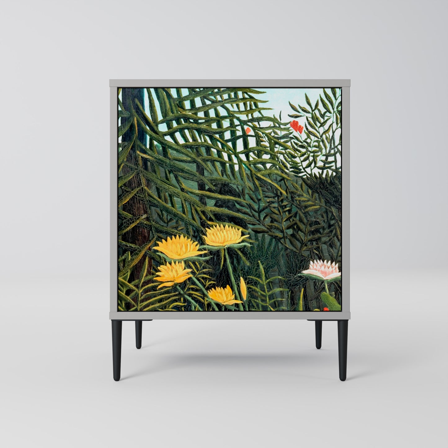 Credenza a 1 anta VIRGIN FOREST WITH SUNSET in finitura grigia