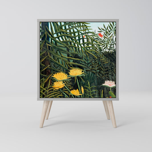 Credenza a 1 anta VIRGIN FOREST WITH SUNSET in finitura grigia