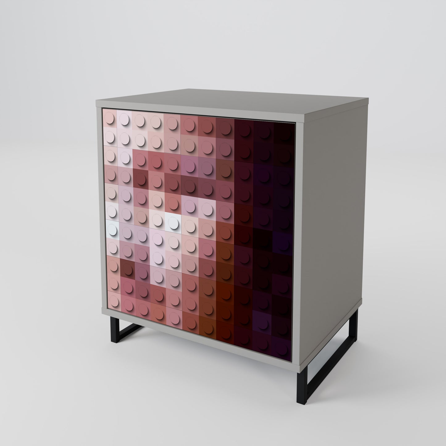 Credenza CONSTRUCTIVE ART a 1 anta con finitura grigia