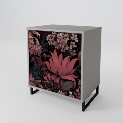 FLORAL WHISPER 1-Door Sideboard in Grey Finish