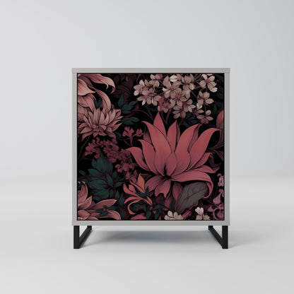 FLORAL WHISPER 1-Door Sideboard in Grey Finish