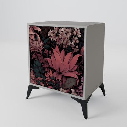FLORAL WHISPER 1-Door Sideboard in Grey Finish