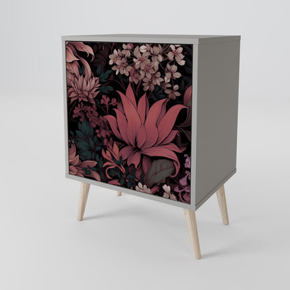 FLORAL WHISPER 1-Door Sideboard in Grey Finish