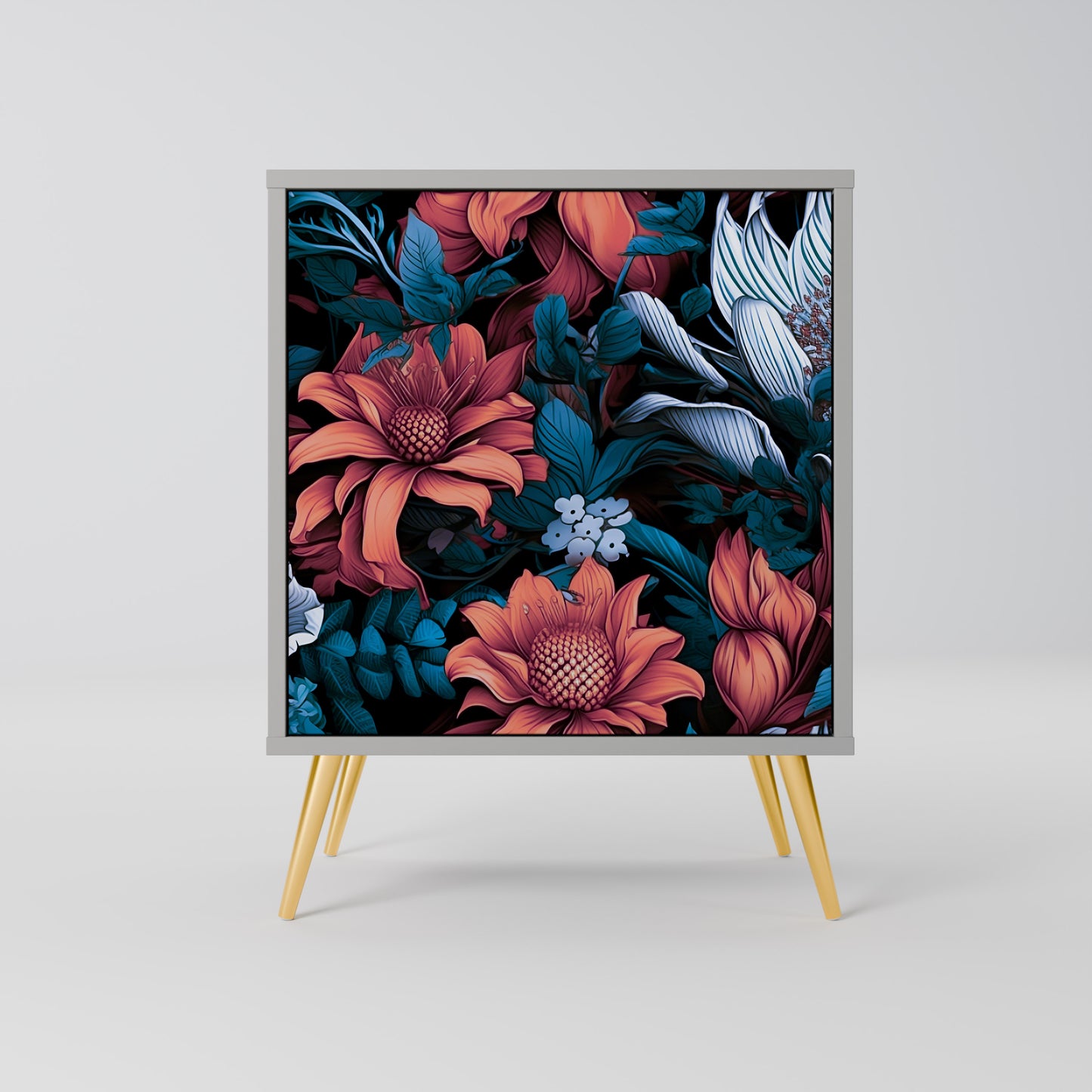 ETHEREAL BLOSSOMS 1-Door Sideboard in Grey Finish