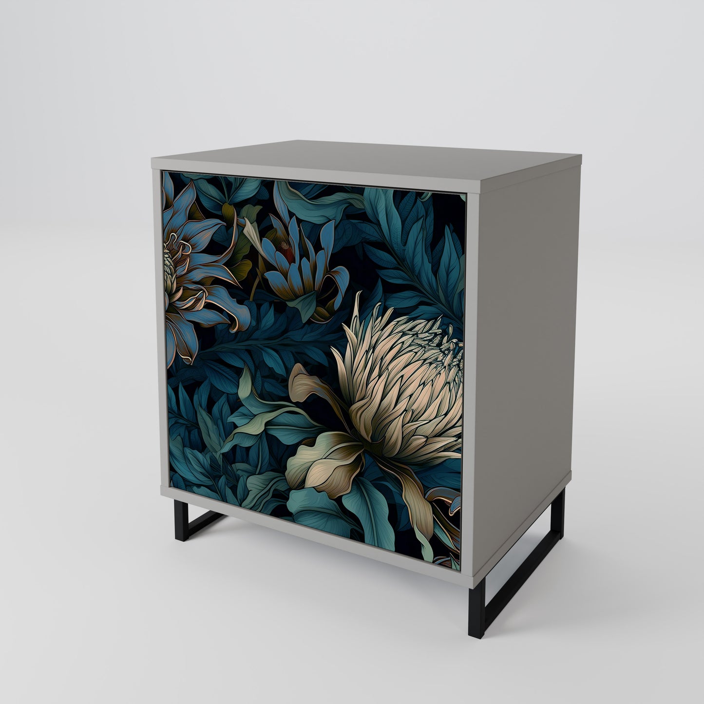 Credenza a 1 anta TWILIGHT BLOOM in finitura grigia