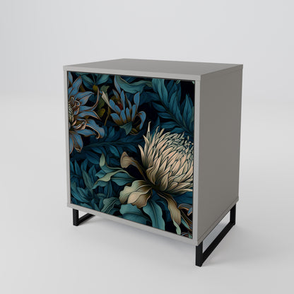 TWILIGHT BLOOM 1-Door Sideboard in Grey Finish